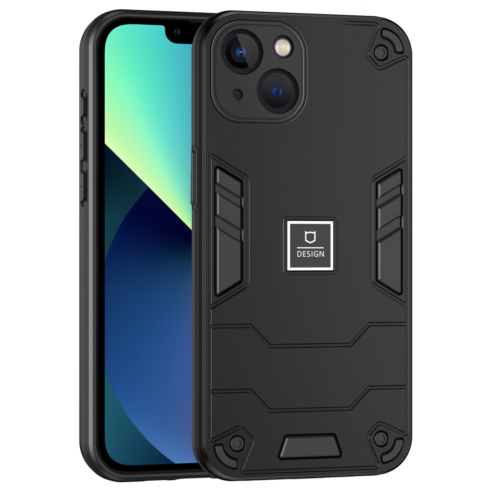 Case for iPhone 13 Hard PC Back Soft TPU Bumper Protective Phone Cover - Black Case for iPhone 13 Hard PC Back Soft TPU Bumper Protective Phone Cover - Black